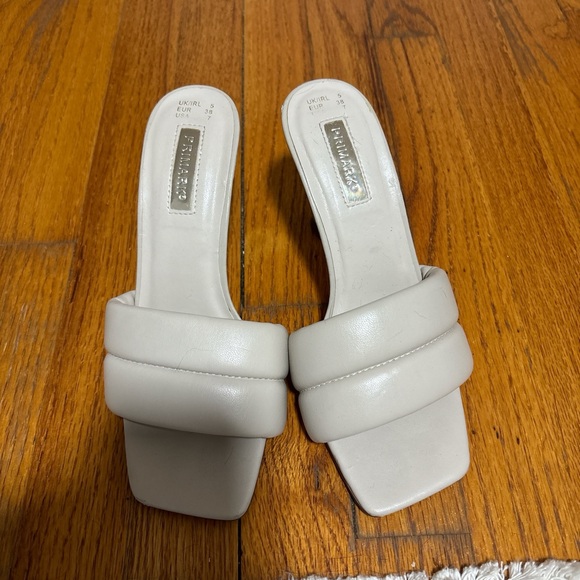 Primark Women's Cream Heeled Mules - Picture 1 of 1